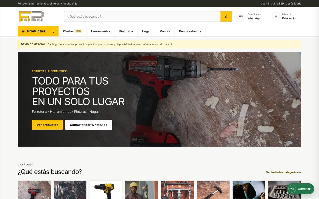 Demo de tienda online para una ferretería