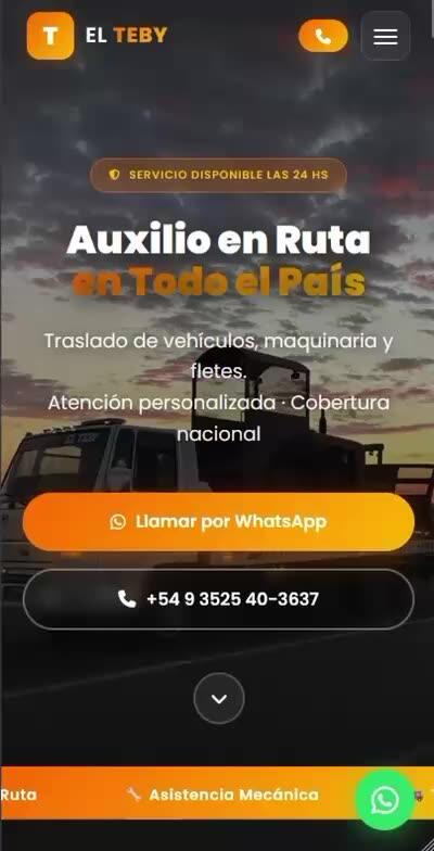 Versión mobile del sitio web Auxilios El Teby