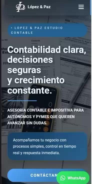 Versión mobile del sitio web Estudio López y Paz